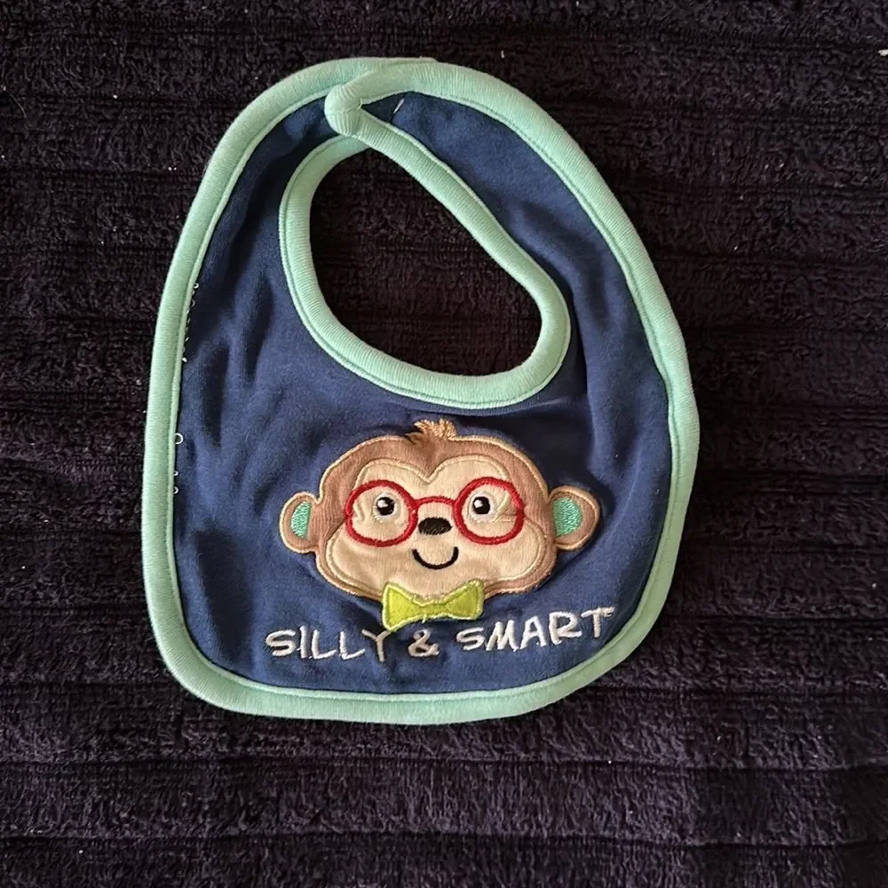 Carter's Baby Bibs Set of 3 Monkey Theme Blue Green Unisex Infant Feeding
